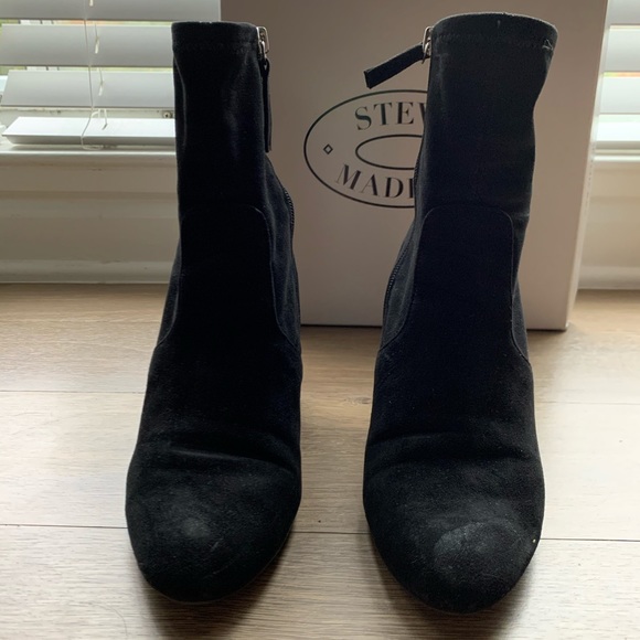 Black Suede Booties Boots Steve Madden - Picture 3 of 6